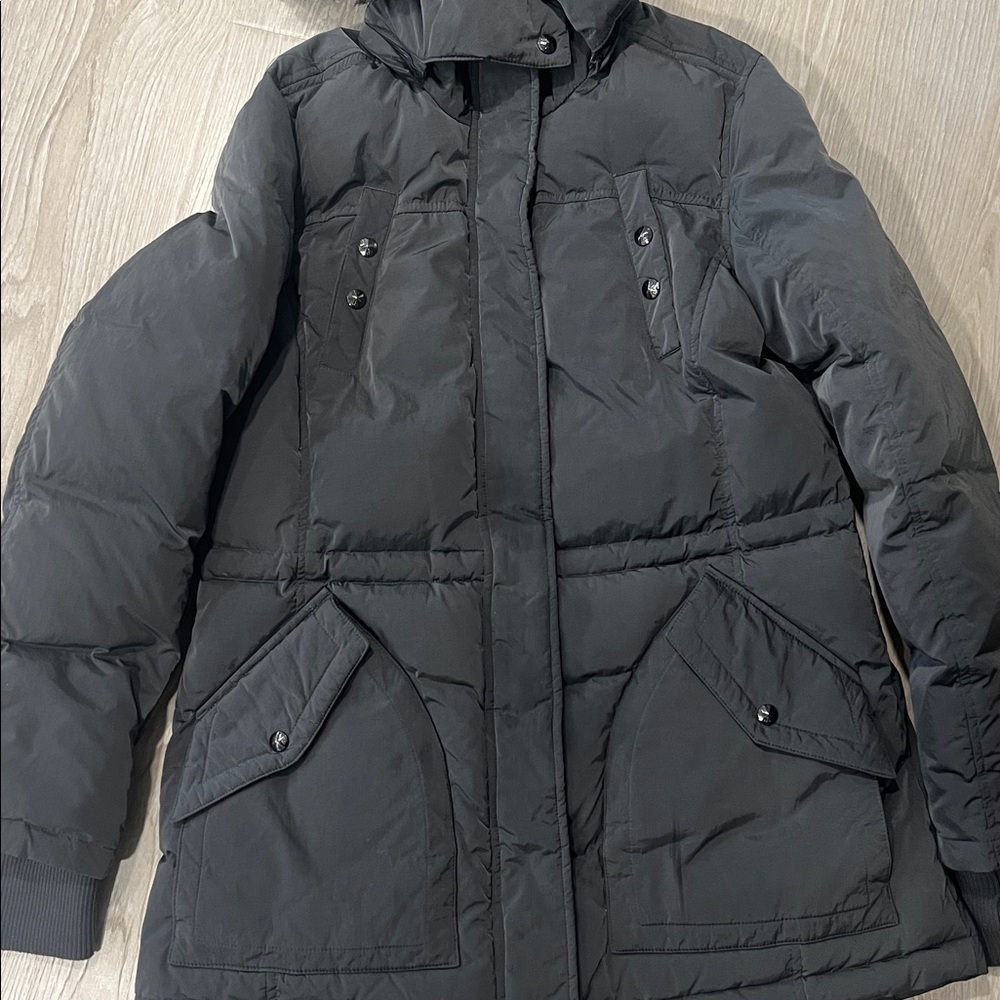Sam Edelman Charcoal Hooded Puffer Jacket - Picture 2 of 6